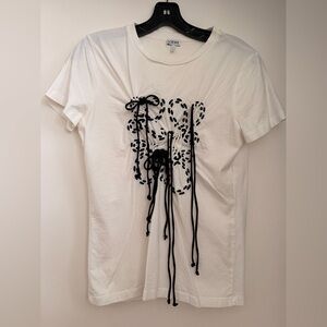 Loewe Cream Tee with Black Detailing top white t-shirt size S